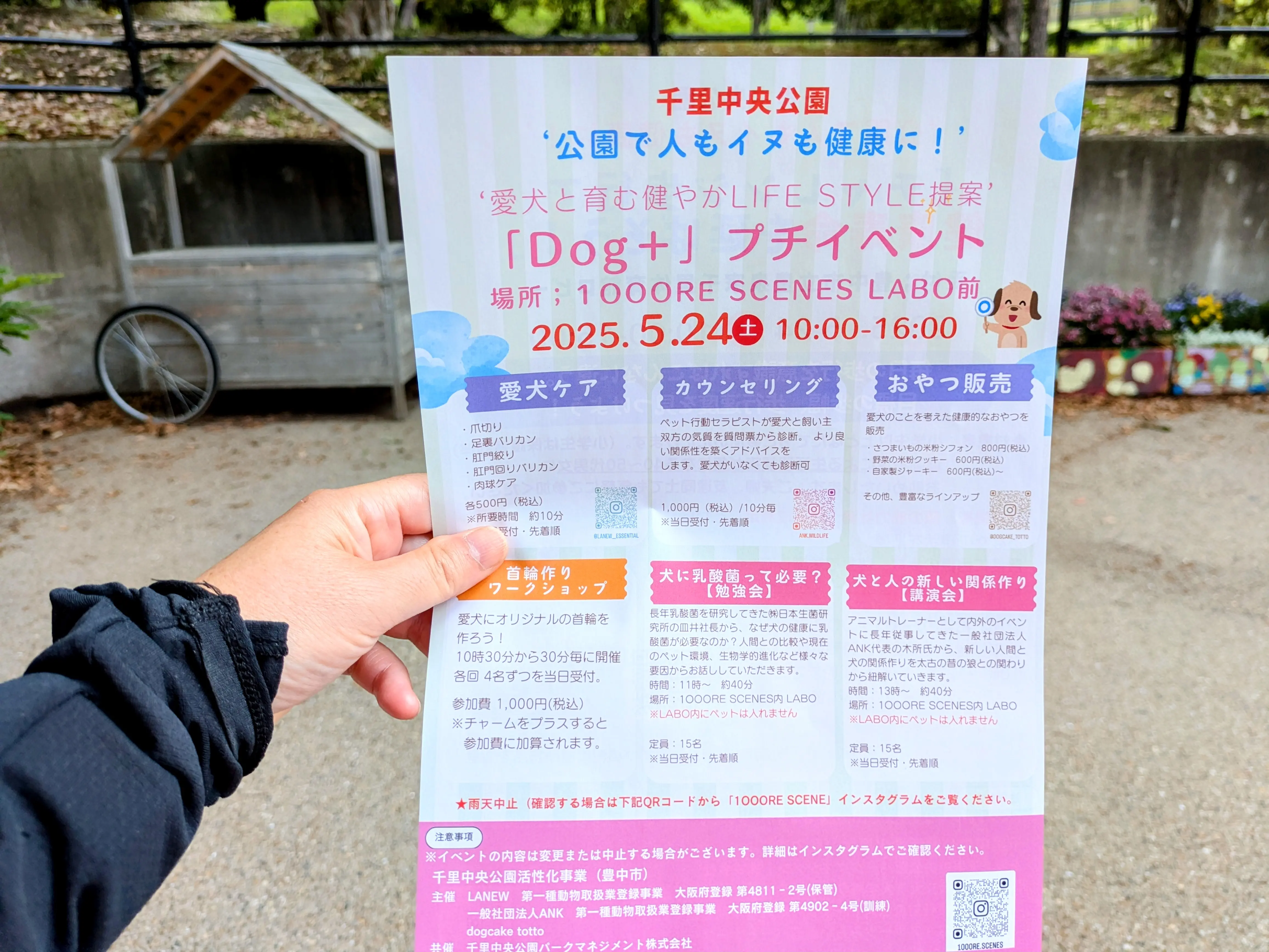 千里中央公園で開催されるイベントのチラシ　ワンちゃん向け